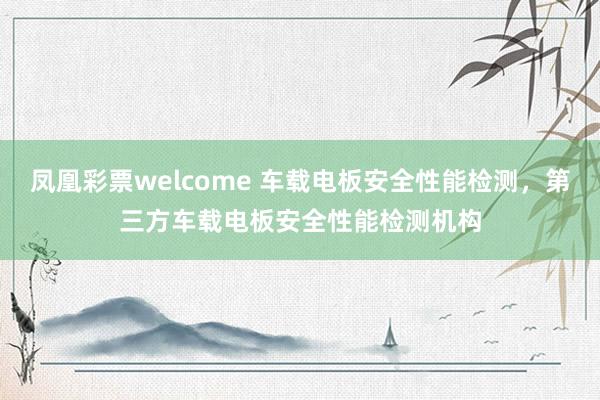 凤凰彩票welcome 车载电板安全性能检测，第三方车载电板安全性能检测机构