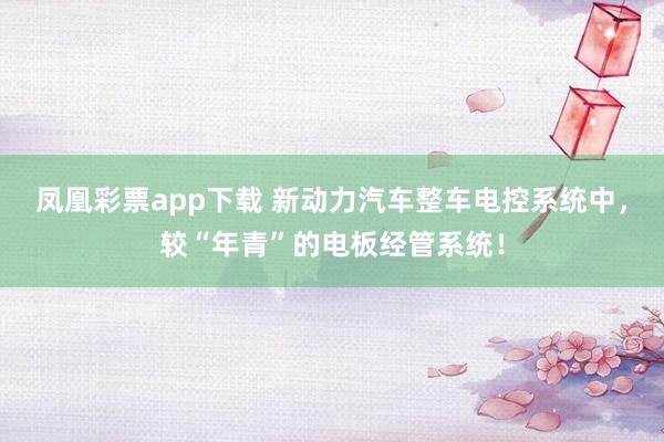 凤凰彩票app下载 新动力汽车整车电控系统中，较“年青”的电板经管系统！