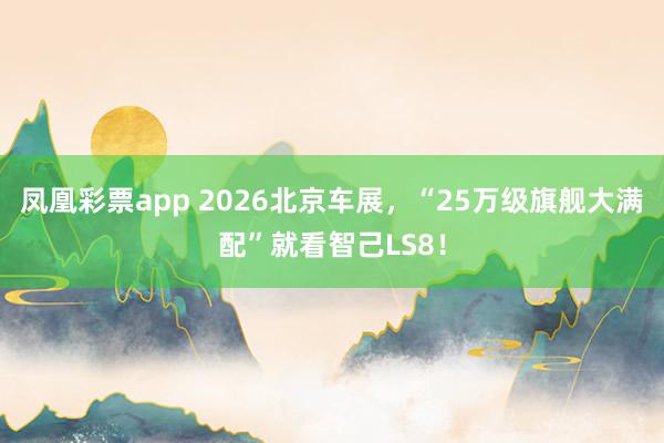 凤凰彩票app 2026北京车展，“25万级旗舰大满配”就看智己LS8！