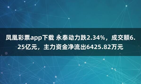 凤凰彩票app下载 永泰动力跌2.34%，成交额6.25亿元，主力资金净流出6425.82万元