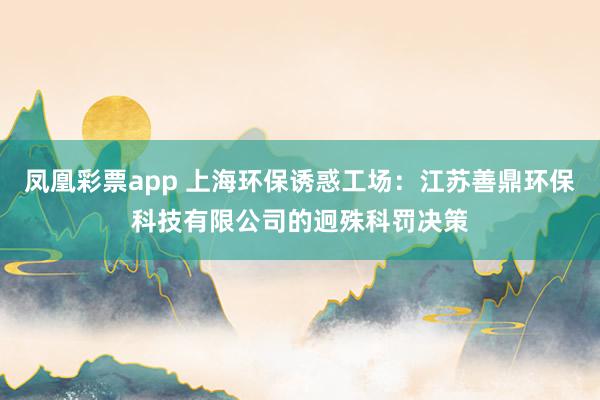 凤凰彩票app 上海环保诱惑工场：江苏善鼎环保科技有限公司的迥殊科罚决策