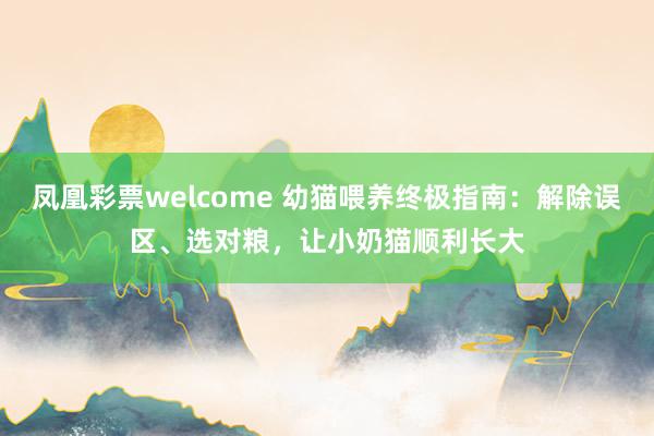 凤凰彩票welcome 幼猫喂养终极指南：解除误区、选对粮，让小奶猫顺利长大