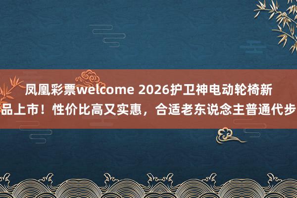 凤凰彩票welcome 2026护卫神电动轮椅新品上市！性价比高又实惠，合适老东说念主普通代步