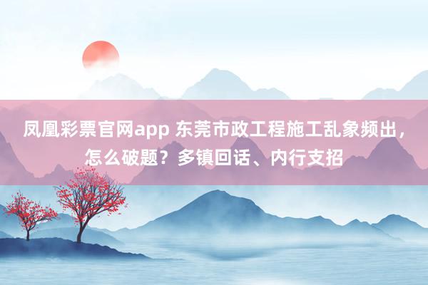 凤凰彩票官网app 东莞市政工程施工乱象频出，怎么破题？多镇回话、内行支招
