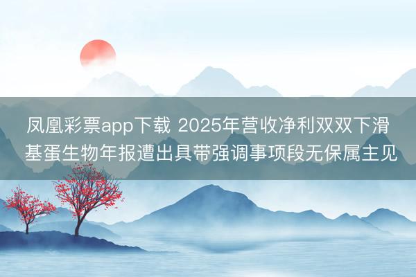凤凰彩票app下载 2025年营收净利双双下滑 基蛋生物年报遭出具带强调事项段无保属主见
