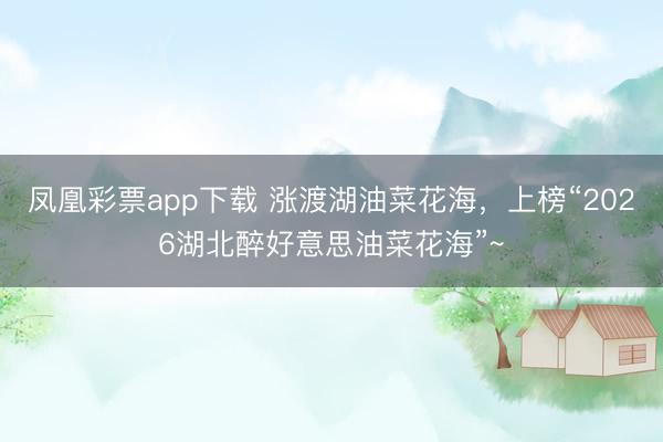 凤凰彩票app下载 涨渡湖油菜花海，上榜“2026湖北醉好意思油菜花海”~